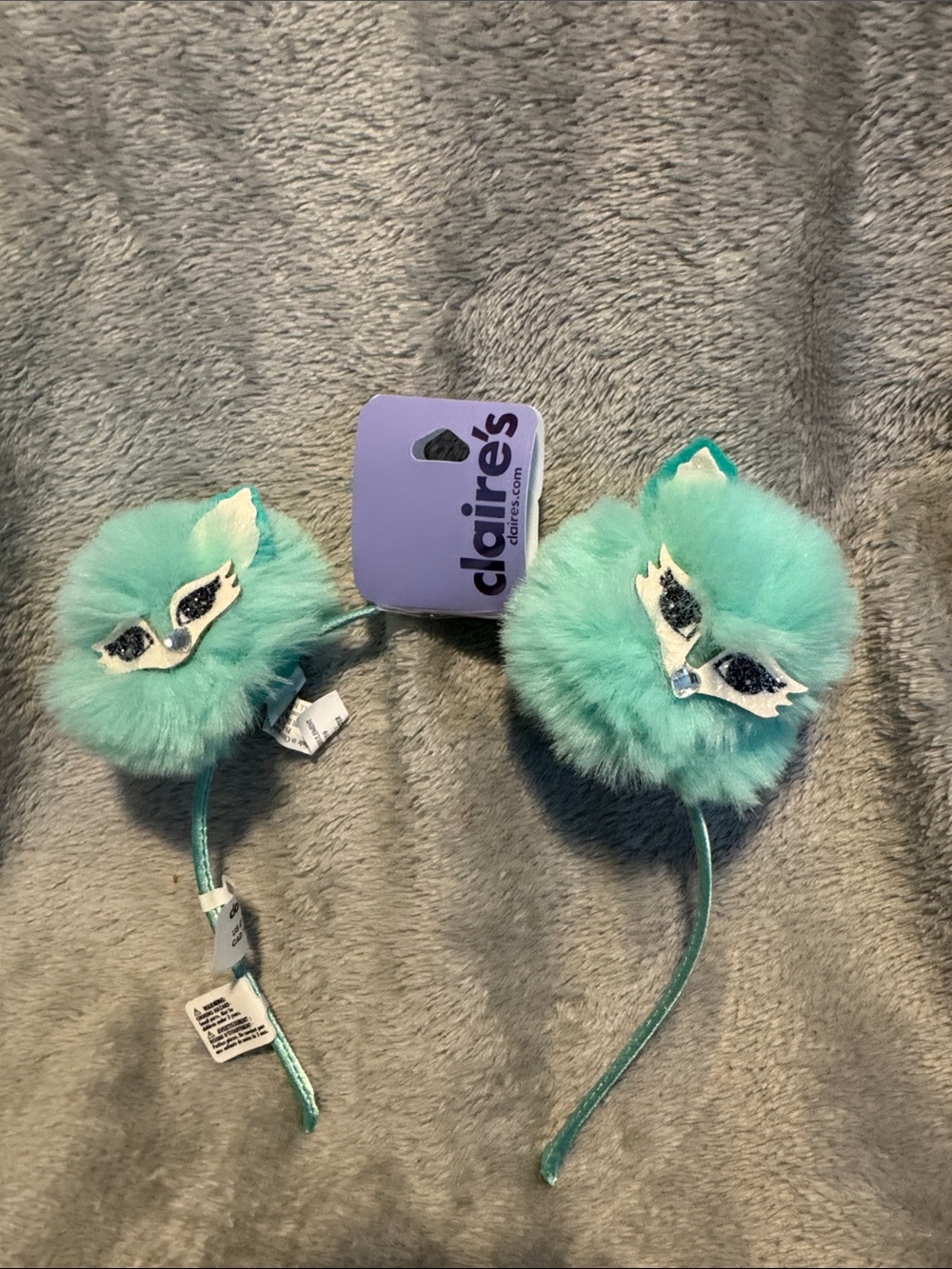 Claire's Teal Faux-Fur Fox Pom Headband